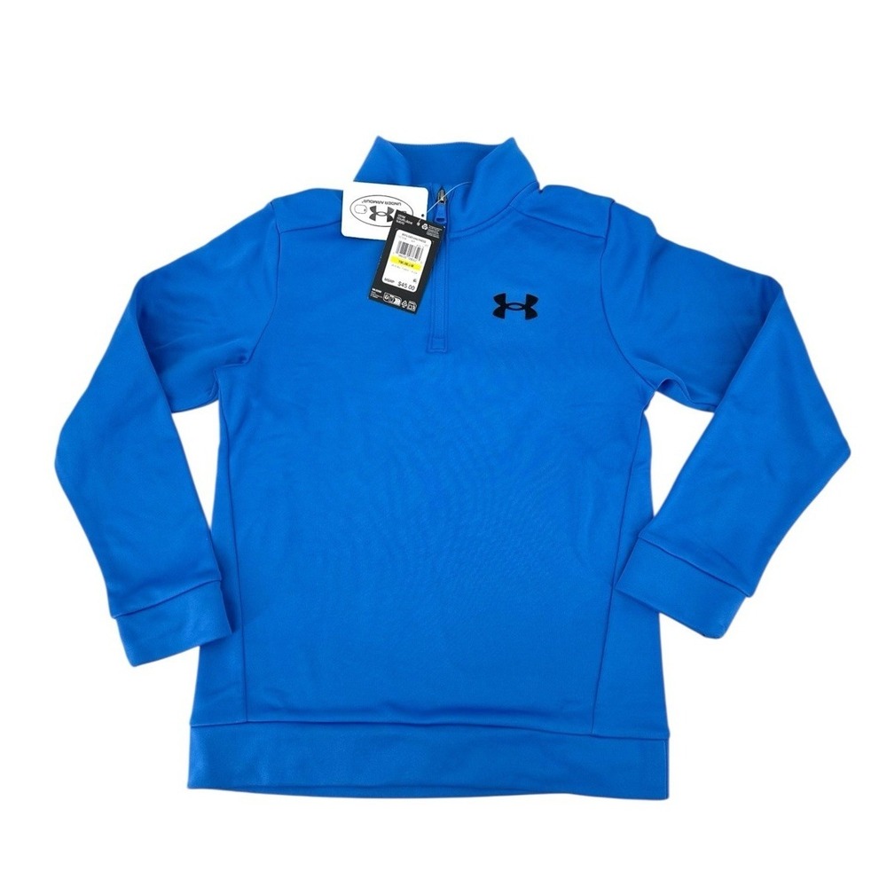 Under Armour Fleece 1/4 Zip Pullover Boy's Size Medium Sweatshirt Blue NEW